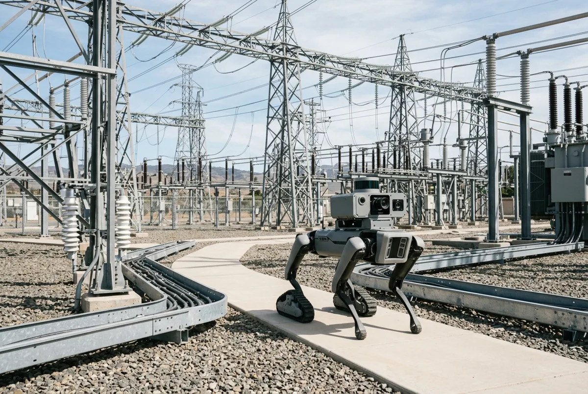 Quadruped robot in an industrial facility